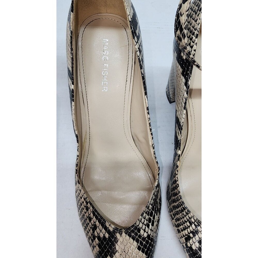 Marc Fisher Gilla 2 Snakeskin Pointed Toe Block Heel Ankle Strap Pumps Size 10M - Picture 16 of 16